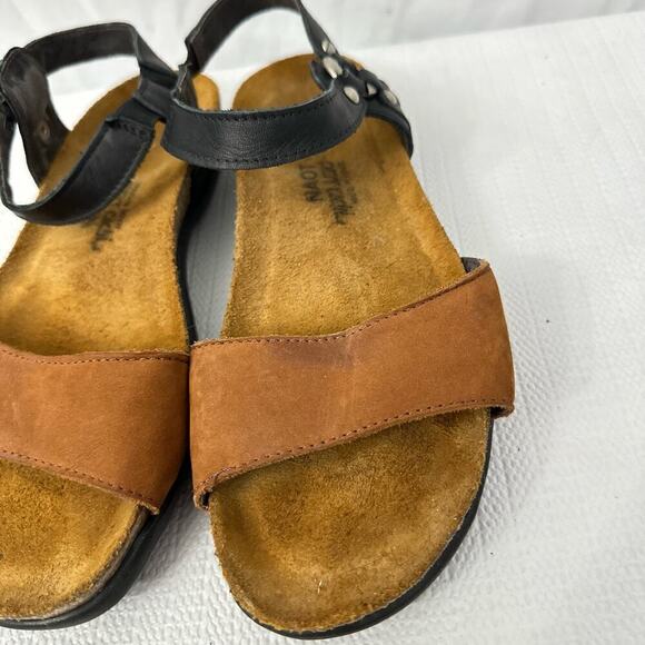 Naot Sabrina Sandals Womens Size 6 Black Tan Leather 37 EU - Picture 3 of 9